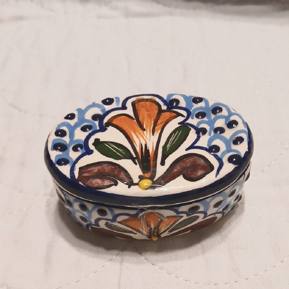 Handcrafted Floral Ceramic Trinket Box